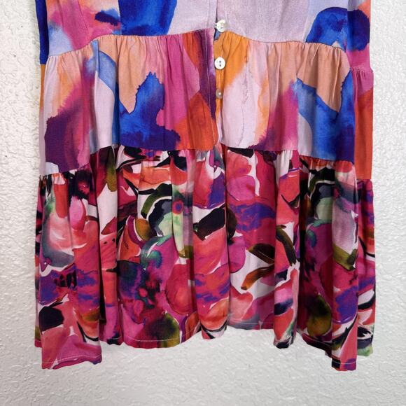 French Connection Top Womens 0 Multicolor Floral Abstract Peplum Cami Tank - Picture 5 of 10